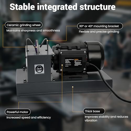 Afilador de cuchillas para cortacésped potente de 1 HP con disco de lija y guías de ángulo 8