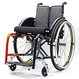 Sunyongfly Klappbarer Sportrollstuhl, Aluminiumlegierung, mit abnehmbaren Fußstützen, Sitzkissen und 24-Zoll-Hinterrädern(Seat width: 42cm)