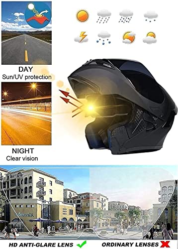 Viljoo Bluetooth Helmet Motorcycle Modular Full Face Integrated Flip Up Dual Visor Anti Fog Sun Shield Mp3 Helmet Dot/Ece Approved Crash Men And Women Motorbike Helmets (Color : F, Size : Xl=61-62Cm) #TOP3