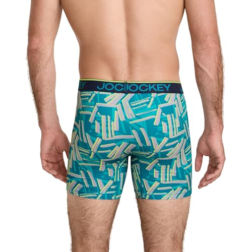 Jockey Men's Underwear Chafe Proof Pouch Microfiber 6" Boxer Brief - 3 Pack, Northern Light/Abstract Traction/True Navy, XL3