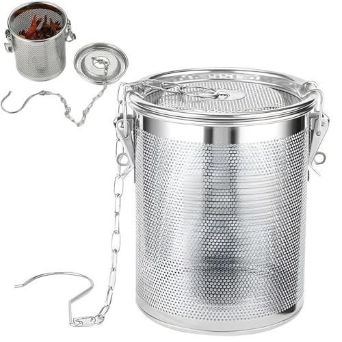 Passoire à épices en acier inoxydable, filtre à épices, passoire à épices, passoire à épices, extra large, pour théière, passoire à thé avec chaîne de transport et crochet, accessoires de cuisine