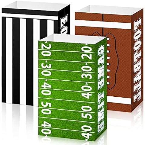 Funrous 36 Packs Football Party Bags Football Gift Bags for Boys Football Paper Treat Bags Football Goody Candy Bags Sport Favor Bags for Football Themed Party Decorations Football Bowl Party Supplies Cover