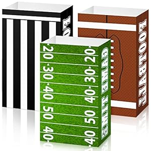 Funrous 36 Packs Football Party Bags Football Gift Bags for Boys Football Paper Treat Bags Football Goody Candy Bags Sport Favor Bags for Football Themed Party Decorations Football Bowl Party Supplies