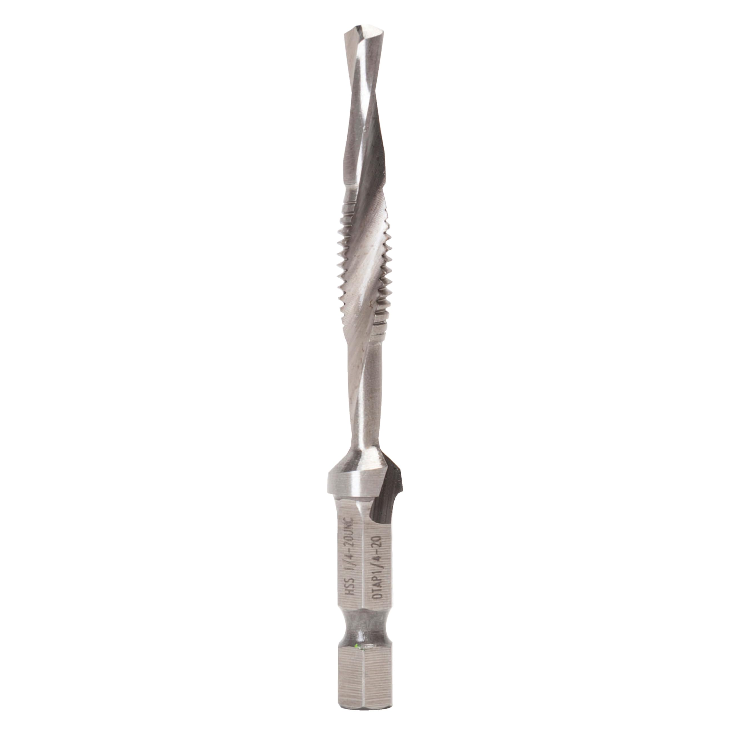 Greenlee DTAP1/4-20 Combination Drill/Tap Countersink Drill Bit for up to 10-Gauge Metal, Combination Drill, Tap, and Deburr Bit with Quick Change Hex