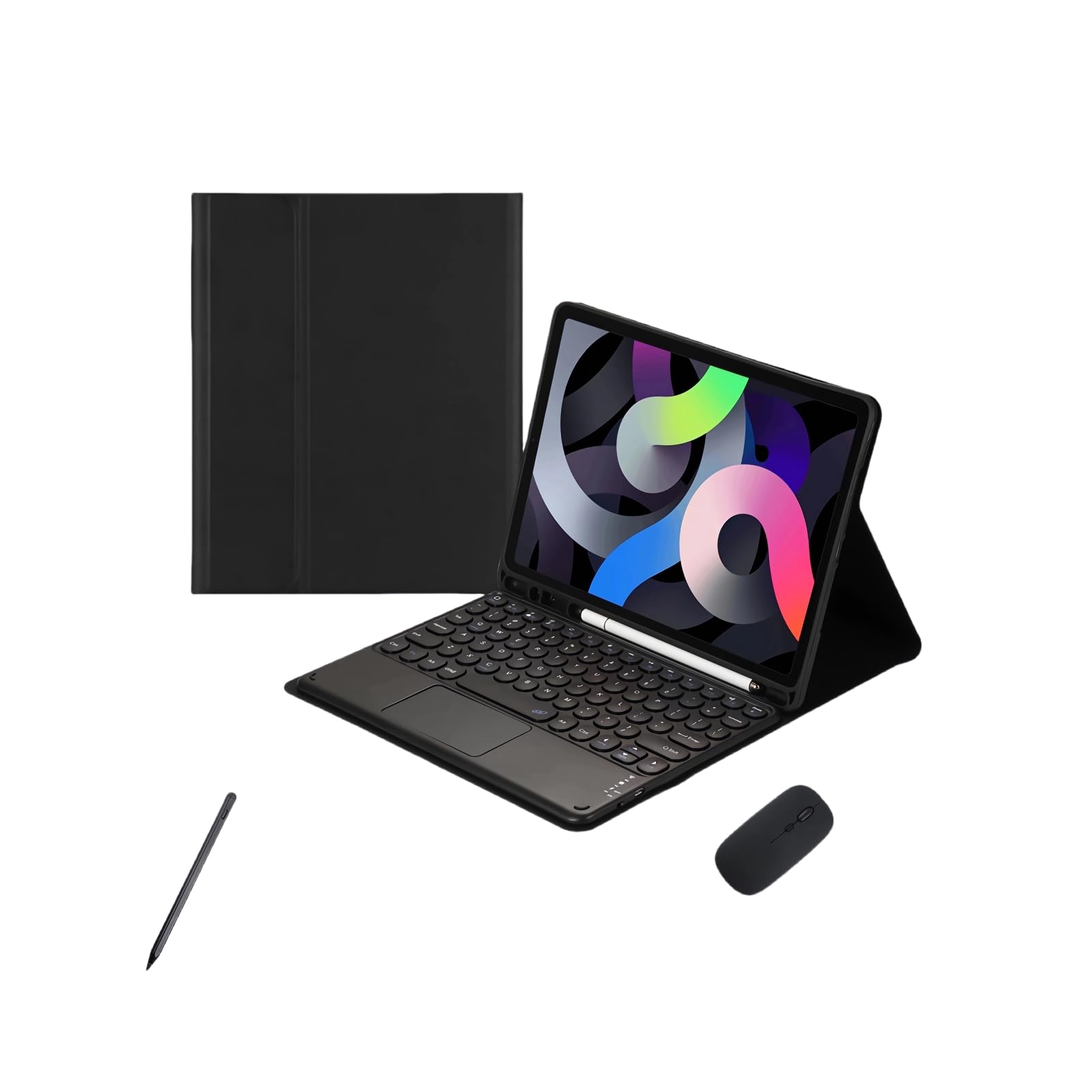 Etui z klawiaturą Bluetooth i touchpadem do iPada Pro 11 4. / 3. / 2. / 1. generacji 2018/2020/2021/2022, wbudowany uchwyt na pióro, odłączana klawiatura bezprzewodowa (Black)