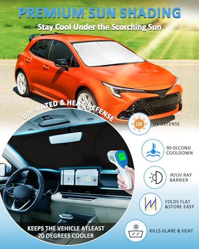 Image of Windshield Sun Shade for 2020-2024 2025 2026 Toyota Corolla Sun Visor