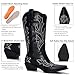 black Cowboy Boots for Women - Embroidered Western Cowgirl Boots with Fashion Snip Toe, 1.75-Inch Low Block Heel and All-Day Comfort Fit, size 9