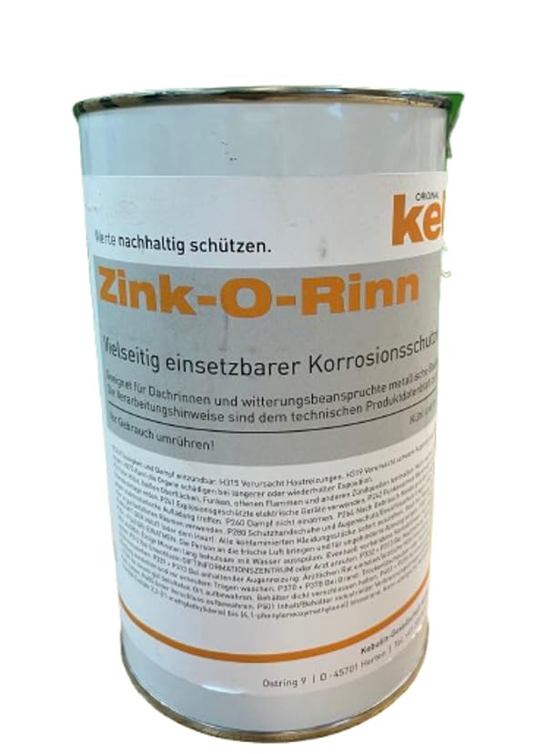 Zink-O-Rinn Kebu Korrosionsschutzanstrich Dachrinnenschutz Dachrinnenanstrich (0,85 l)