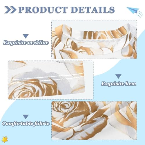 ALAZA Kids Rash Guard Boys Toddler Swim Shirts Short Sleeve Gold Rose UPF 50+ 3T3