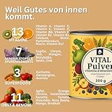 Vital Multivitamin Pulver - mit Zink, Kupfer und Selen - 50 Portionen Vitamine & Mineralstoffe - 300g mit Superfoods und Pflanzenstoffe