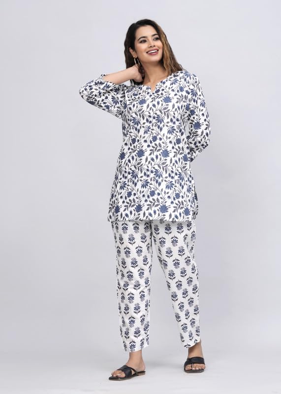 Image of Cotton Printed Night Suit for Women's Shirt and Pyjama Set Sleep wear Set for Womens and Girls