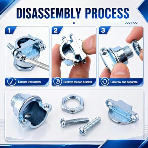 Saysurey 10 Pcs Nm Clamp Type Cable Connectors 1/4 Inch Metal Electrical Box Connectors Wire Clamps for Metallic Conduit Protect Cables Silver, Zinc Alloy by Saysurey - Image 6