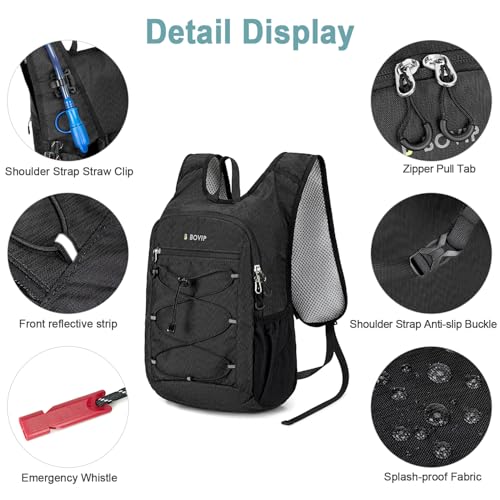 BOVIP Lightweight Hydration Back,15L Multipurpose Hiking Backpack with 1.5L Water Bladder ,Hydro Water Daypack for Cycling Hiking Rave for Men Women - image 6