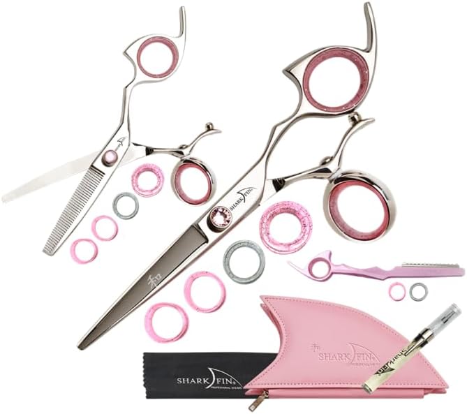 Sharkfin Breast Cancer Awareness Swivel Stainless 5.5 Shear & 30T Set Right Hand