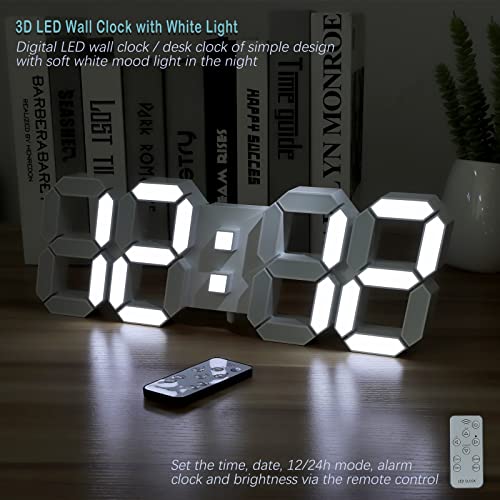 Image of KOSUMOSU Wall Clock 15 inch 3D LED Digital Clock for Bedroom,Large Digital Wall Clock for Living Room Decor,Modern Aesthetic Led Clock with Remote Control
