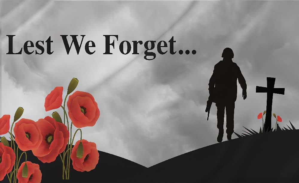 Lest We Forget Flag Remembrance Day Flag Poppy Flag 3 X 5 ft Remembrance Sunday Poppy Flag Remembrance Day Decorations for Heroes Soldiers Outdoors Street Square Lest We Forget Banner