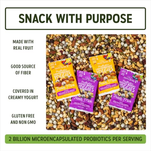 Image of Nature's Garden Probiotic Yoggies Trail Mix Multipack Snack 24oz (24 x 1oz) | (Lemonberry 12x1oz + Mixed Berry 12x1oz) Yogurt Covered Fruit & Nut Snack for Adult & Kid, Perfect for On-the-go Variety Pack