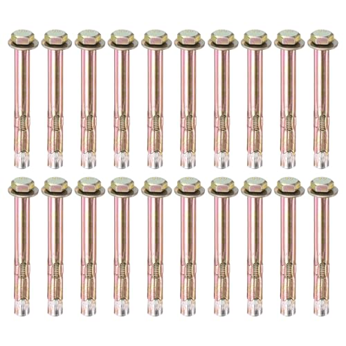 Image of M METERXITY 20-Pack Hex Expansion Bolt, M6x70mm Colored Galvanized Iron-Carbon Steel External Hex Expansion Bolts, Anti-Corrosion Metal Bolt for Concrete /Dry Brick /Block Walls