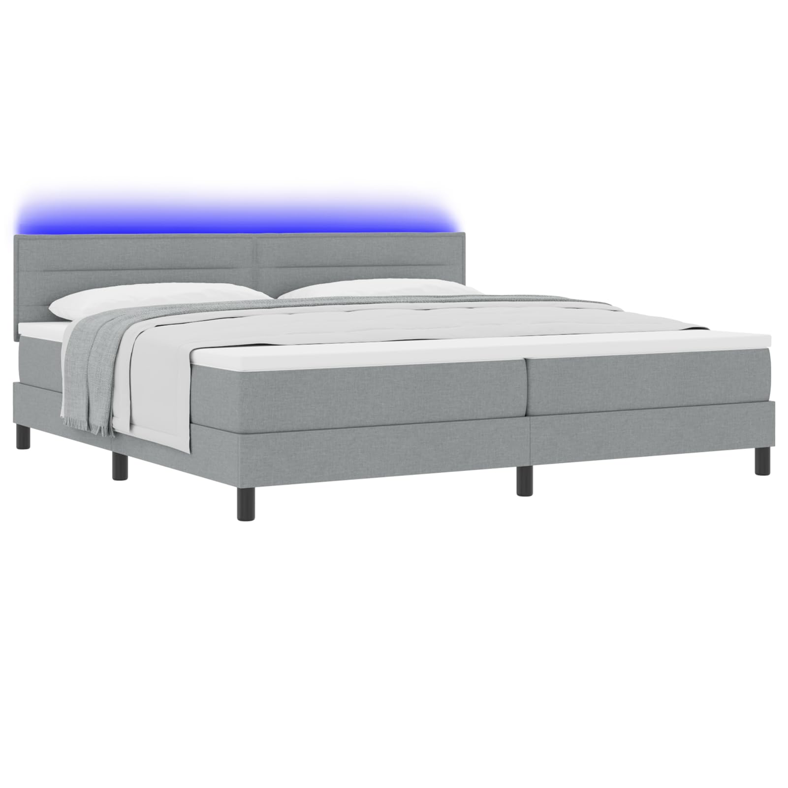 Fasba Cama con somier con colchón y LED Gris Claro 200x200 cm Tela