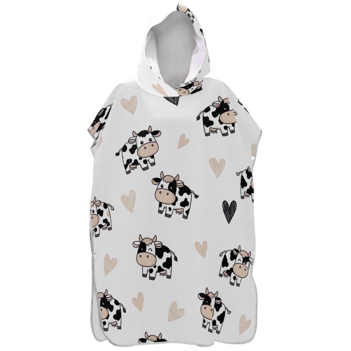 Poncho de surf léger motif vache blanche peignoir de plage compact