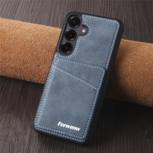 Étui portefeuille Samsung A54 5G protection intégrale en cuir bleu et coque silicone anti-choc