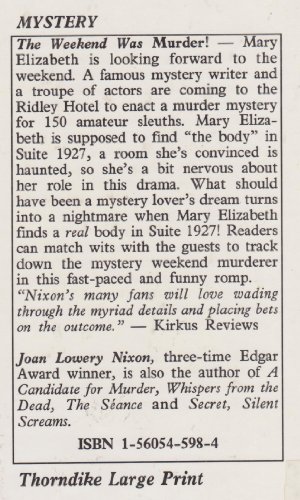 The Weekend Was Murder! [Large Print] 1560545984 Book Cover