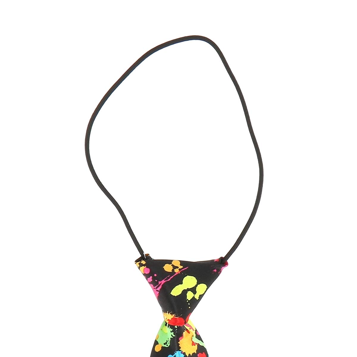 Cravate Homme ou Garçon et Noeud Papillon Eclaboussure Multicolore - Collection Originale - Motif Fantaisie Fluo sur Fond Noir