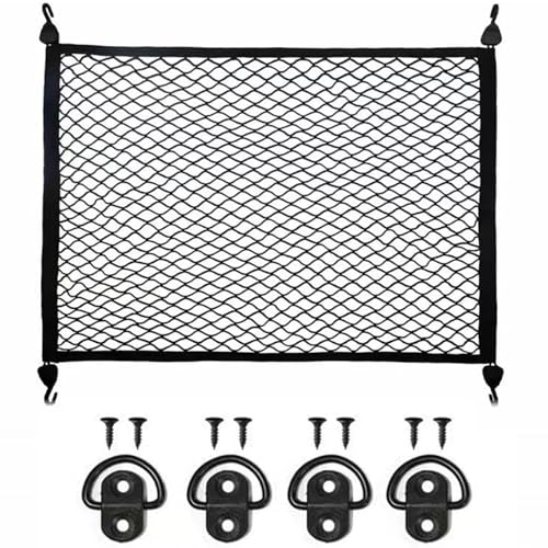 CATOR Rete Bagagliaio Auto con 4 Ganci, Rete Portaoggetti Auto Rete Elastica Bagagliaio Rete Bagagliaio Auto, Rete Bagagliaio per Auto 70×50cm può Essere Estesa Fino 120×80cm per SUV e Camion