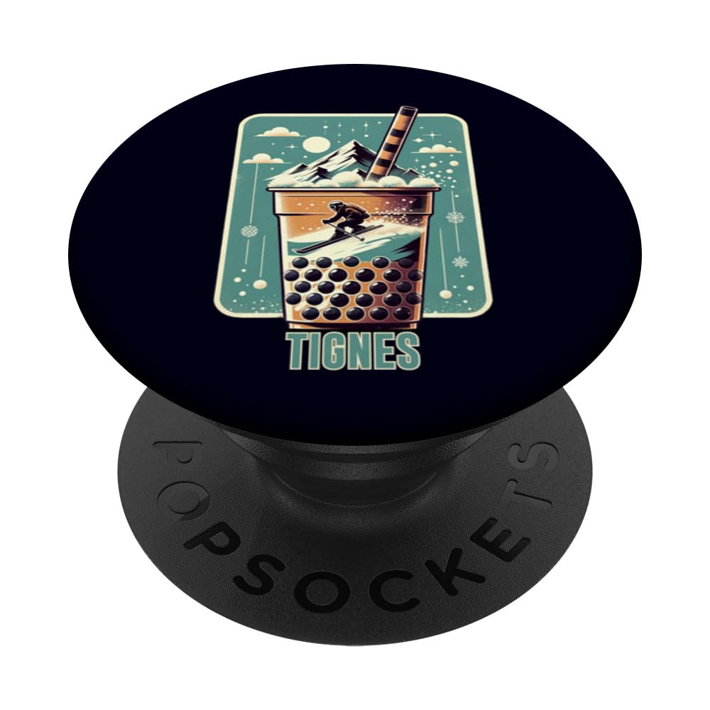 Skiing and Apres Ski - Tignes, France Winter Sports PopSockets Swappable PopGrip, Black