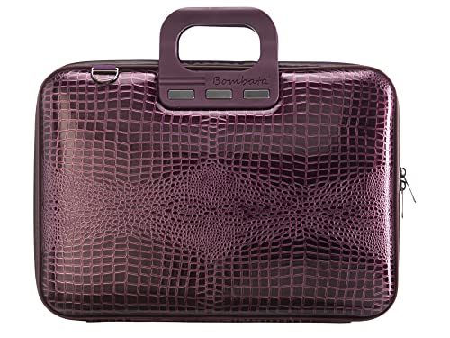 Bombata Shiny Cocco Stylish and Functional Unisex 100% Vegan Laptop Bag for Professionals and Students, Plum Purple, 13''/14'', Elegant