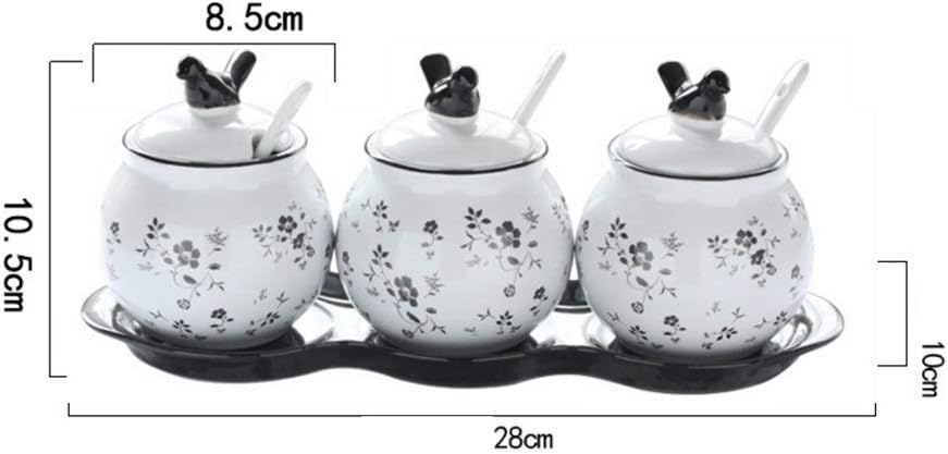 Ceramic Seasoning Pot Combination Three Set, Household Kitchen Condiment Bottle