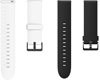 ID206 Band, Youkei Silicone Replacement Soft Band Wristbands Straps with Stainless Steel Buckle for Compatible for LETSCOM ID206 1.69" Smartwatch/AGPTEK IP68 LW11 Smartwatch 2 Pack-Black+White