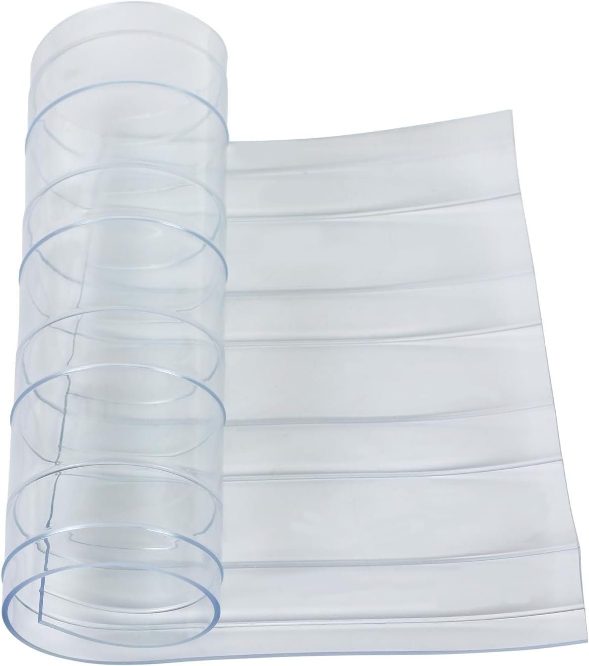 7.1IN x 8.2FT Plastic Vinyl Strip Curtain Clear Waterproof PVC Replacement Strip Door Plastic Strips Dog House Door Flap Replacement Freezer Curtains (Transparent Striped)