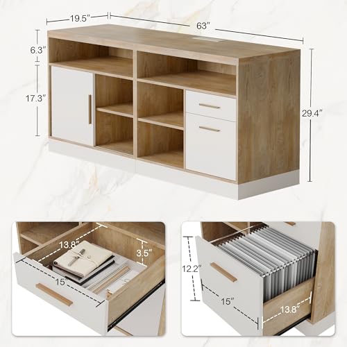 Image of ModernMate 63 inch Lateral File Cabinet with Lock, 2-Drawer Home Office Storage