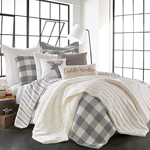 Levtex Home - Camden Quilt Set -Full/Queen Quilt + Two Standard Pillow Shams - Buffalo Check In Grey And Cream - Quilt Size (88 X 92 In.) And Pillow Sham Size (26 X 20 In.)- Reversible Pattern -Cotton #TOP1