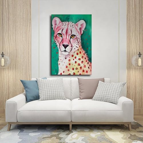 Impression sur toile colorée guépard BNCEDJK tableau 40x60cm