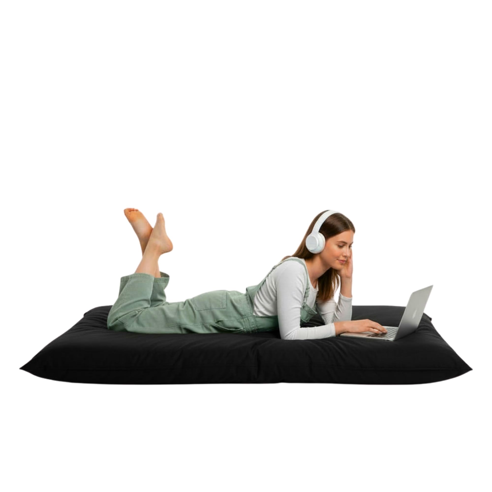 Kosiproducts Beanbag Floor Square Cushions Pillow indoor outdoor garden Water Resistant 100% Polyester [70cmx70cm, Black]