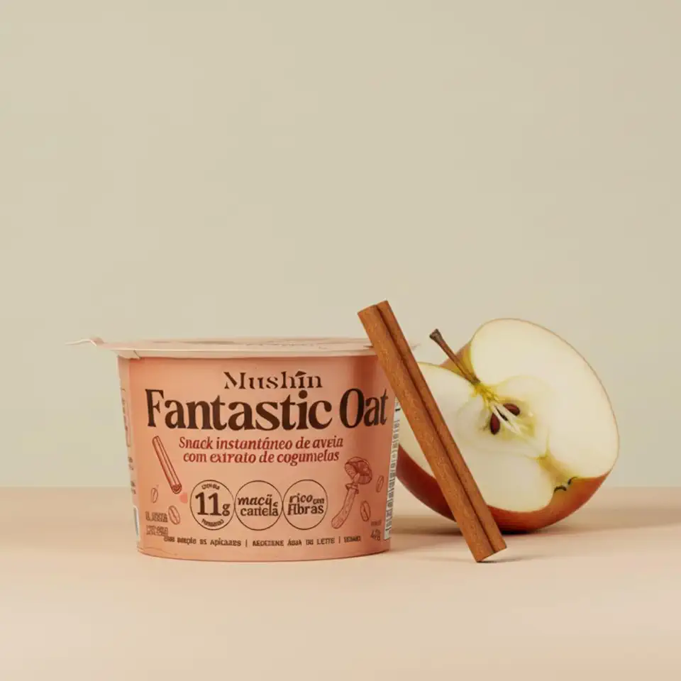 Fantástico Oat Mushin, Mingau de Aveia Instantâneo, Sem Glúten, Sem Lactose, Sem Açúcar, Rico em 11g Proteínas e Fibras, 40g baixa caloria