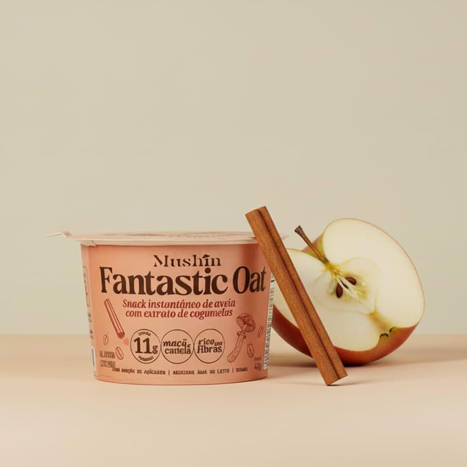 Fantástico Oat Mushin, Mingau de Aveia Instantâneo, Sem Glúten, Sem Lactose, Sem Açúcar, Rico em 11g Proteínas e Fibras, 40g baixa caloria