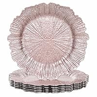 AONAE White Charger Plates With Gold Ri, Round Antique Plate Chargers For Dinner Plates, 13