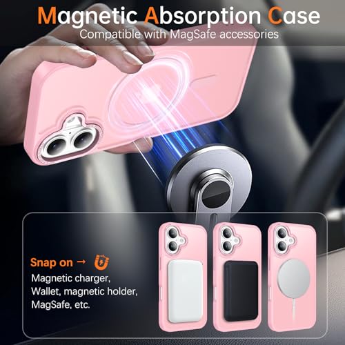 Image of YINLAI for iPhone 17 Case 6.3-inch,Magnetic Compatible with MagSafe, Slim Matte Anti-Fingerprint, Shockproof Full Body Military Grade Protection for iPhone 17 Cover, Light Pink