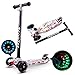 Moolo Scooter de Pied d'enfants,Trottinette Pont de Graffiti réglable de poignée de Taille réglable avec 4 Roues Clignotantes d'unité Centrale Meilleurs Cadeaux pour des garçons Filles (Color : B)