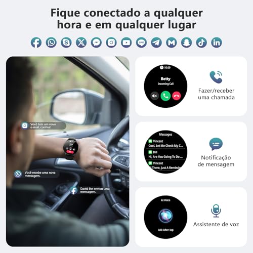 Smartwatch Redondo AMOLED 1.43" - Relógio Inteligente com Chamadas Bluetooth, 130+ Modos Esportivos, IP68, Compatível Android/iOS - Unissex - Imagem 3