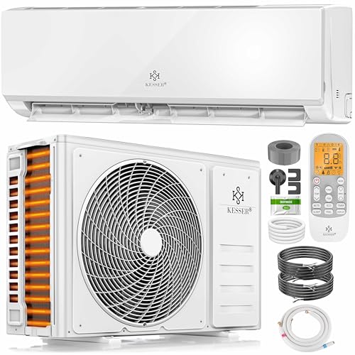 KESSER Klimaanlage Set Split WiFi/App Funktion Klimagerät Kühlen A++/Heizen A+ 18000 BTU/h (5.300W) sehr leise Kältemittel R32 Fernbedienung Timerfunktion Montagematerial Weiß