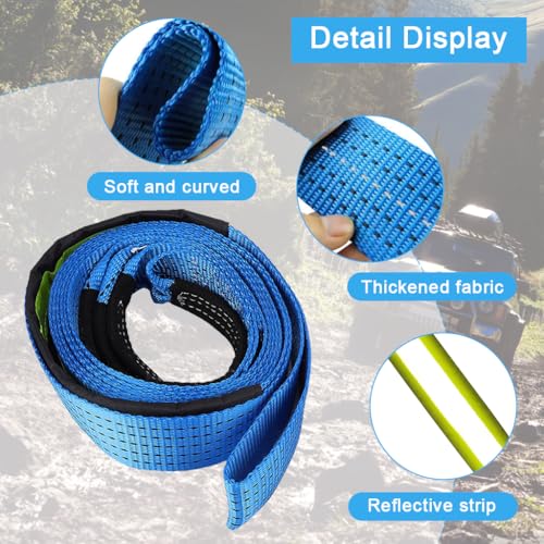 Image of STHIRA 16.4ft Tow Ropes Heavy Duty Towing Straps with 2 Shackles Locks & Storage Bag Polyester Webbing Rope with Reflective Strip, Max 8000KG Capacity Tow Strap for Sedans, SUVs, Pickup Trucks