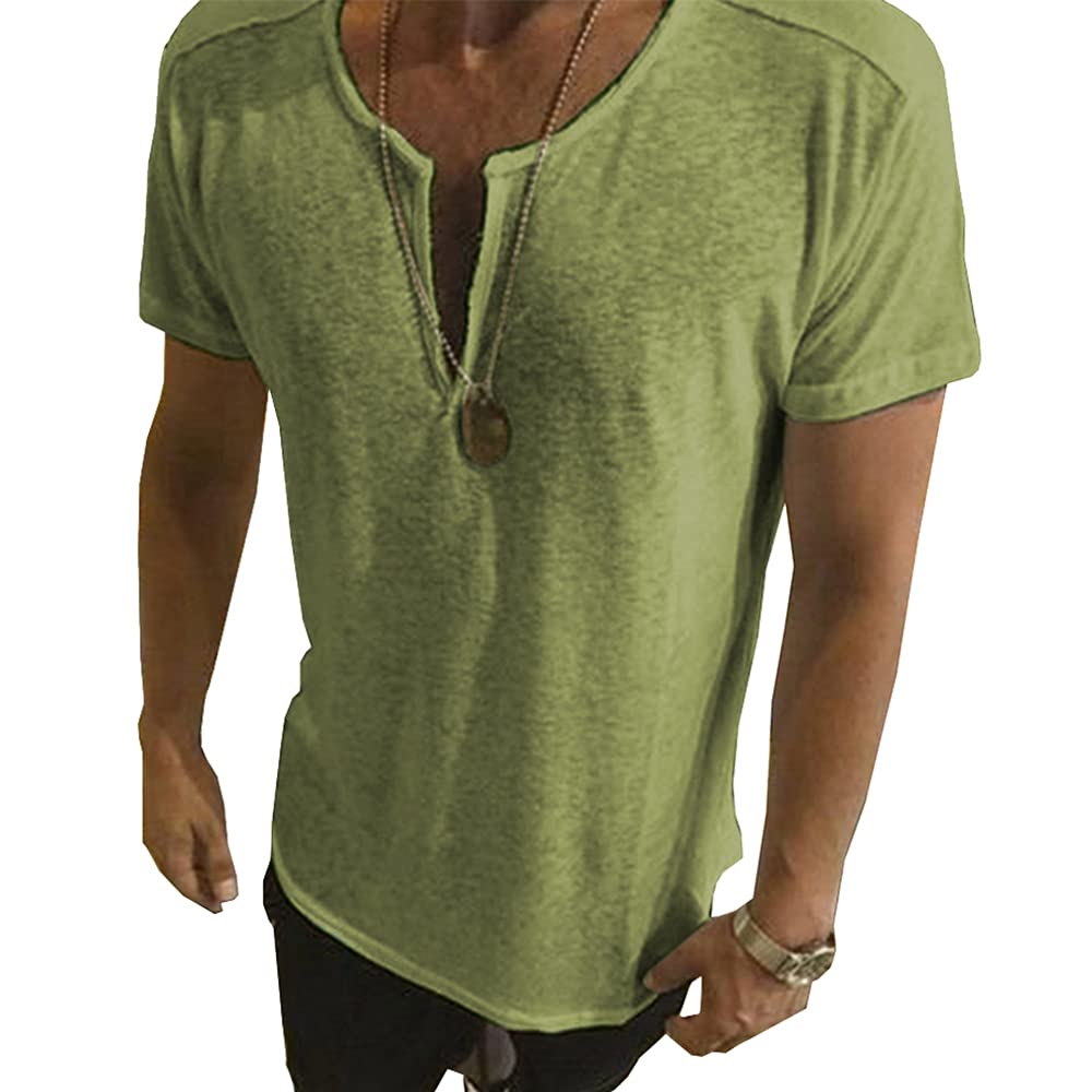 Men's Casual Short Sleeve V Neck T-Shirts Fashion Basic Summer Solid Tee Shirts