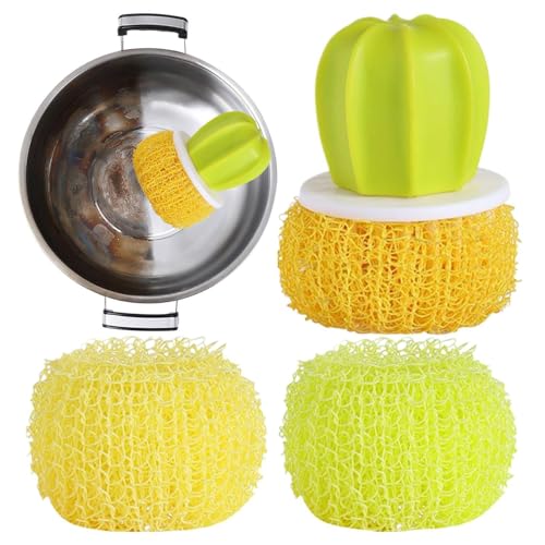 Cepillo De Lavar, Lavar, Casa, Baño, Sartenes, Sartenes, Estufas, Estufas, Estufas, Estufas, Juego De 3 Cabezas, Agarre Ergonómico Limpiador Antiarañazos