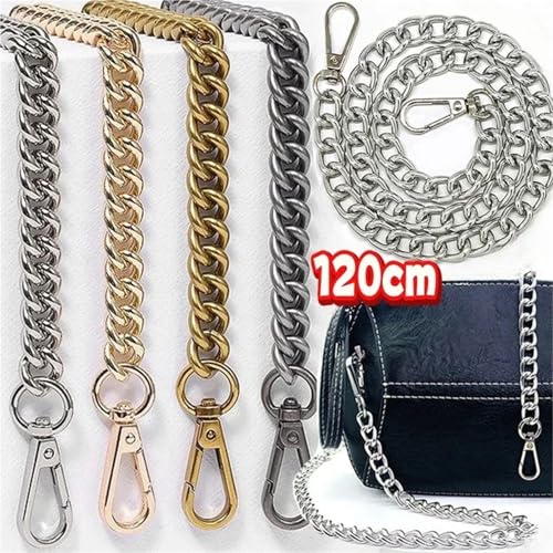 Chaîne de sac en métal de 120cm lot de 2 anses dorées détachables pour bandoulière - 3