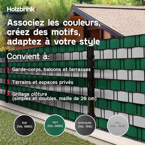 Brise vue occultant en PP 19 cm x 26 m vert RAL 6005 pour grillage