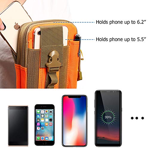 Dounto Tactical Waist Pouch Edc Molle Waist Bag Belt Phone Pouch Holster Purse Carrying Pouch For Smartphone, Tools Orange thumb #2
